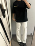 404MOBGANG【杨超越同款】茉莉花刺绣t恤短袖男女潮流美式复古凉感防晒 白色 M 实拍图