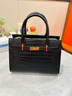 皮尔保罗（PIERPOLO）女士手提包包2025新款女包头层牛皮大容量斜挎包生日礼物送妈妈 时尚黑（头层牛皮） 实拍图