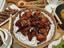 佳亿厨连 日式编织篮家用面包篮藤编托盘下午茶餐具双耳糖果盘水果点心篮 木手柄果篮大号 实拍图