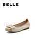 百丽（Belle）牛皮蝴蝶结扣平跟单鞋女商场同款舒适单鞋B7H1DCQ4 米白/杏 39 (245mm) 实拍图