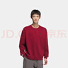 adidas情侣款宽松抓绒圆领长袖卫衣套头衫男女秋季阿迪达斯轻运动 红色/黑色   3XL 实拍图
