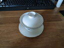 金镶玉羊脂玉瓷三才盖碗功夫茶具白瓷泡茶碗陶瓷茶杯墨岳盖碗130ml 实拍图