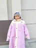 牧萌儿童雨衣男女童带书包位防水透气宝宝时尚风衣式雨披 香芋紫 3XL 实拍图