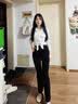 萝美酱弹力微喇叭裤子女休闲2026春秋新款高腰显瘦修身西装马蹄裤小个子 黑色 弹力喇叭裤常规 M 【建议95-105斤】 实拍图