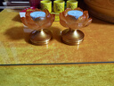 盛凡 莲花烛台酥油灯座 蜡烛台 供佛佛前供灯 水琉璃烛灯底座灯架供具 莲花琥珀款(高6.3厘米)小号/个 实拍图