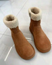 ZHR雪地靴女牛皮加绒加厚女靴冬季羊羔毛平底短靴女 EH97B 驼色 39  实拍图