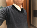 恒源祥100%纯羊毛衫男士V领加厚毛衣鸡心领男装15213601 兰黑 185/100A  实拍图