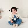 优奇女宝宝牛仔背带裤套装裤子婴幼儿可爱超萌女童春秋季外出衣服爬服 背带裤【不含上衣】 90 实拍图