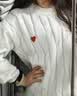 查尔斯桃心针织衫男女情侣款 小爱心Logo圆领编织休闲针织毛衣 白色 S 实拍图
