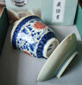 容山堂 古脂陶瓷大号泡茶三才盖碗三件套青花瓷茶杯主人杯茶碗功夫茶具 复古青花釉里红盖碗-缠枝莲 实拍图