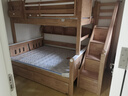 全友（QUANU）家居多功能儿童房实木储物床卧室上下双层高低子母小孩床政府补贴 【步梯】上下床+书架+底抽+床垫*2 1.5米【0贴皮全实木】 实拍图