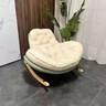 法思丹企鹅摇摇椅阳台休闲椅子客厅轻奢摇椅躺椅大人家用设计师懒人沙发 【科技布底座】深灰拼米白 实拍图