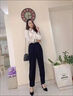 冰丝小脚哈伦裤女款夏季薄裤子时尚显瘦高腰大码黑色新款女士裤子 黑色【 1918-3夏季薄款冰丝】 3XL  建议【130-145斤】 实拍图