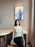 Mom Jane哺乳背心吊带孕妇春夏季薄款产后喂奶内搭打底遮挡衣月子服带胸垫 松绿色-常规款-附赠罩杯-1件装 M 实拍图