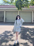沐霓 小香风卫衣套装女两件套 运动秋冬季小个子穿搭休闲裙子微胖显瘦 卫衣短裙衬衫套装【灰90-120斤】 实拍图