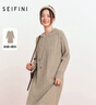 诗凡黎（'SEIFINI）诗凡黎连帽绞花驼色针织连衣裙新款中长插肩袖肌理感裙子女 驼色 L 165/88A 实拍图