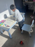 育才儿童桌椅花生桌可升降涂鸦幼儿园学习画画桌宝宝积木玩具游戏桌椅 小蓝鲸长方桌120X60CM 配一椅 实拍图