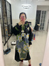 两三事黑色针织连衣裙女 2024秋冬季v领长款油画毛衣裙子纷繁之间 黑色（提花） S 实拍图