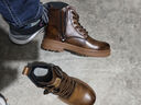 意尔康真皮马丁靴男秋冬新品雪地靴英伦休闲皮靴百搭潮流工装加绒棉鞋男 E54301699咖啡/浅棕 40 实拍图