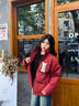 BJHG王栎鑫同款不计后果贴贴羽绒服冬季男生潮牌美式外套宽松防寒服女 莎酱红 M （120-150斤） 实拍图