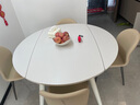 左客左家（ZUOKEZUOJIA）岩板餐桌可伸缩折叠法式家用小户型奶油风抽拉式圆桌餐桌椅组合 伸缩餐桌+6把贝壳椅（现货闪发） 实拍图