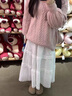 相伊恋人白色半身裙女2025春夏新款a字中长款蛋糕裙学院风小个子蓬蓬裙子 白色 -常规款【双层防走光】 M 码【适合96-110斤】 实拍图