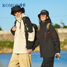 罗蒙（ROMON）三合一冲锋衣男夹克连帽外套女情侣装户外登山服1818 黑色4XL 实拍图
