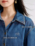 茵曼（INMAN）智调温牛仔衬衣2025春季女装新款刺绣翻领长袖百搭外套上衣 牛仔蓝 L 实拍图