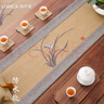 骆易家（Lorica） 中式桌旗禅意棉麻茶几茶桌布条茶台布艺长条新中式桌布茶布茶席 蕙质兰心（麻）-麻色（防水） 33*240cm（适用桌面1.7-2.0米） 实拍图