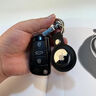 Masentek 适用苹果airtag保护套车钥匙扣定位扣跟追踪器防丢神器apple iphone液态软硅胶皮革套壳挂钩 黑 实拍图