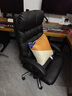 英斯迪尔（INSDEA）家用舒适久坐电脑椅子靠背可躺商务老板椅书房轻奢办公室沙发座椅 黑色+脚踏【B款-靠背三条线】 铝合金脚 实拍图