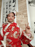 罗蒙女童红色旗袍加绒新年拜年服连衣裙新中式儿童过年演出服 红色150 实拍图