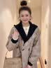 册裁（CECAI）针织拼接冬季羽绒服女中长款过膝加厚2025新款韩版连帽宽松外套女 卡其 S 建议90斤-110斤 实拍图