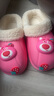 儿童棉拖鞋冬季加绒加厚可拆卸脚套防水防滑儿童男女可爱棉拖鞋 玫红【草莓熊】 32.5 内长19cm，尺码偏小 实拍图