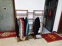 木马人卧室家用简易衣帽架办公可置物挂衣架衣架衣服阳台多功能落地置物 豪华款【加厚纯竹】茶色130长 实拍图