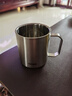 CCKO水杯 316不锈钢双层茶杯防烫隔热水杯带把手双层咖啡杯泡茶杯子 286ml不锈钢双层杯（无盖） 实拍图