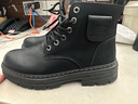意尔康男靴冬季加绒英伦休闲皮靴复古高帮侧拉链马丁靴百搭工装短靴 实拍图