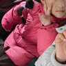 保姆鹅 儿童羽绒服宝宝中长款加厚冬季外套防风保暖白鸭绒冬装 石榴粉 140 实拍图