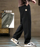 真维斯休闲裤男秋冬新款纯棉百搭运动直筒裤子男宽松阔腿加绒加厚长裤 2328黑色 2XL 实拍图