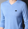 恒源祥100%纯羊毛男士V领薄款修身针织衫毛衣15001002 浅兰 175/92A  实拍图