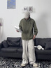 NEW OR MODE美式复古麂皮绒外套男春秋季新款立领夹克男款潮牌痞帅高级感褂子 绿色 XL 实拍图