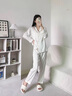 浪莎生日送女友三件套高端睡衣女夏季26新款带胸垫蝴蝶白色女生家居服 珍珠白三件套（短袖+短裤+长裤） L (建议穿着体重105-125斤) 实拍图