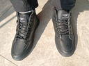 卡帝乐鳄鱼（CARTELO）鞋子男鞋冬季加绒高帮休闲鞋男英伦皮鞋男士板鞋靴 黑色加绒 42 实拍图