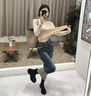 OLDER SEA高腰直筒九分牛仔裤女夏季2025年新款显瘦卷边拼接阔腿烟管裤子女 复古蓝 S 实拍图