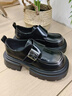 达芙妮真皮厚底加绒乐福鞋2025春季新款百搭单鞋小个子增高英伦风小皮鞋 黑色 【擦色大头】 39 实拍图