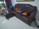 思美琢美式乡村真皮沙发实木牛皮沙发组合欧式古典奢华客厅家具转角沙发 四人位+脚踏 实拍图