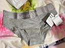 Calvin Klein内衣女士ck提花腰边舒适棉质微弹半包臀防夹臀三角内裤女QP1280O P7A-椰青灰 1条 XS 实拍图