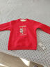 真维斯儿童红色加绒卫衣男女童马年新年款童装小孩时尚保暖拜年服 红 半边舞狮 140 实拍图