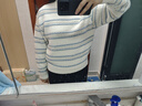百图betu女装秋冬新款毛衣高级感条纹宽松慵懒风毛衣女2310D08 蓝色 S 实拍图