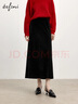 伊芙丽（eifini）伊芙丽简约显瘦精致感小鱼尾开衩丝绒长半裙冬季新款女裙子 黑色 L /165/68A/ 实拍图